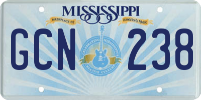 MS license plate GCN238