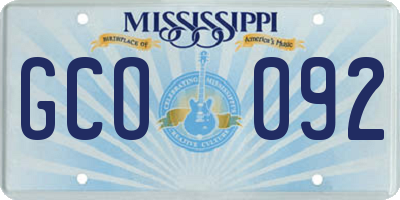 MS license plate GCO092
