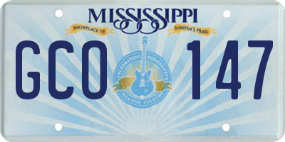 MS license plate GCO147