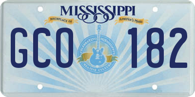MS license plate GCO182