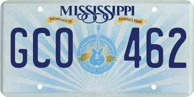 MS license plate GCO462