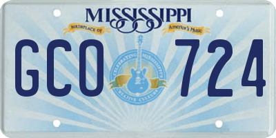 MS license plate GCO724