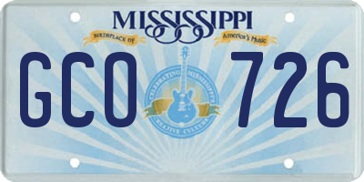 MS license plate GCO726