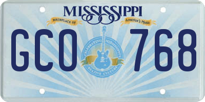 MS license plate GCO768