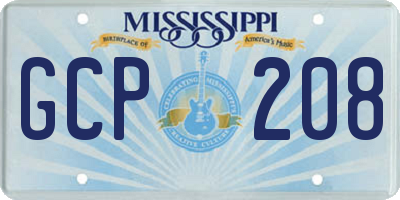 MS license plate GCP208