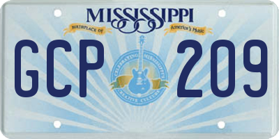 MS license plate GCP209