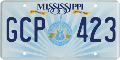 MS license plate GCP423
