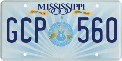 MS license plate GCP560