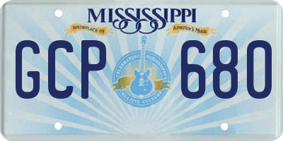 MS license plate GCP680