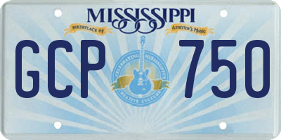 MS license plate GCP750
