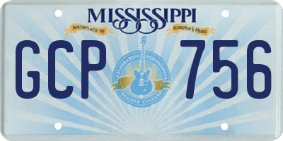 MS license plate GCP756