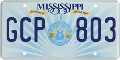 MS license plate GCP803