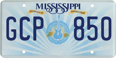 MS license plate GCP850