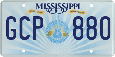 MS license plate GCP880
