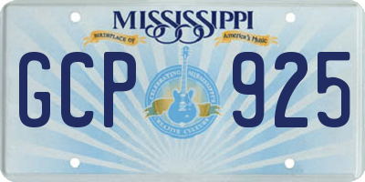 MS license plate GCP925
