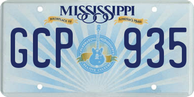 MS license plate GCP935