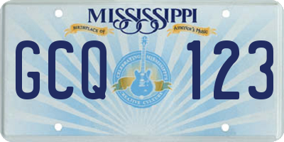MS license plate GCQ123