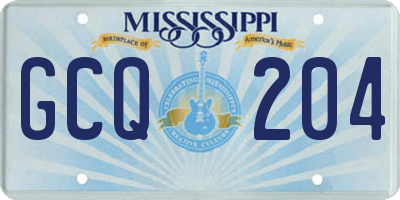 MS license plate GCQ204
