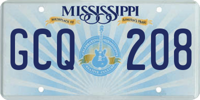MS license plate GCQ208