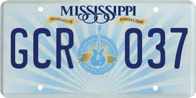 MS license plate GCR037