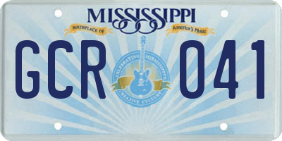 MS license plate GCR041