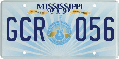 MS license plate GCR056