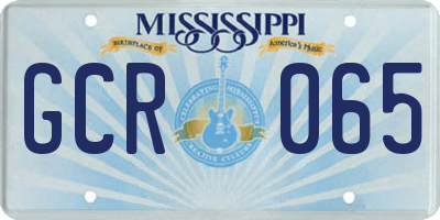 MS license plate GCR065