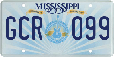 MS license plate GCR099