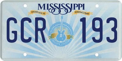 MS license plate GCR193
