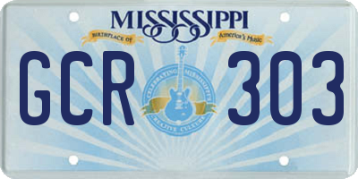 MS license plate GCR303