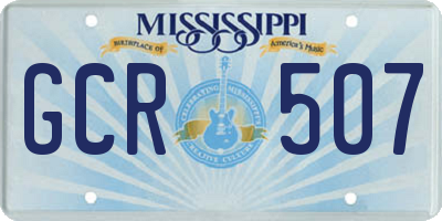 MS license plate GCR507
