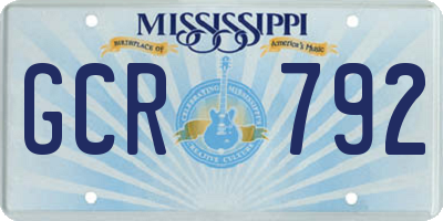 MS license plate GCR792