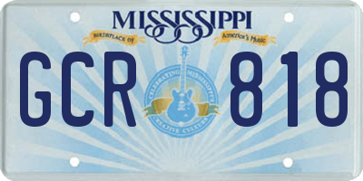 MS license plate GCR818