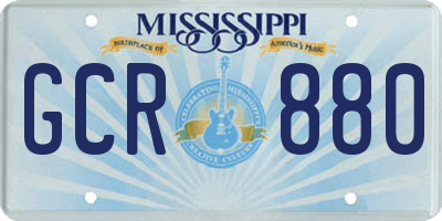 MS license plate GCR880