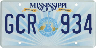 MS license plate GCR934