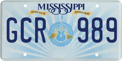 MS license plate GCR989