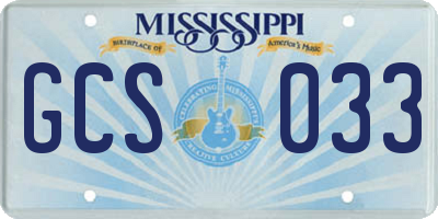 MS license plate GCS033