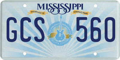 MS license plate GCS560