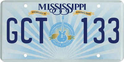 MS license plate GCT133