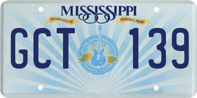 MS license plate GCT139