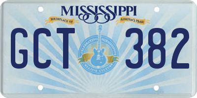 MS license plate GCT382