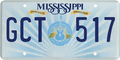 MS license plate GCT517