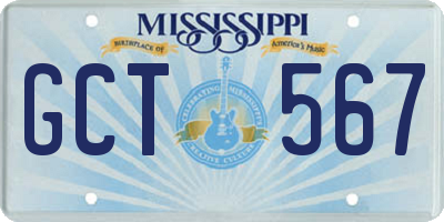 MS license plate GCT567