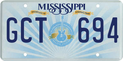 MS license plate GCT694