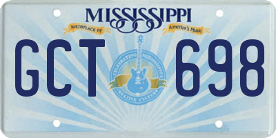 MS license plate GCT698