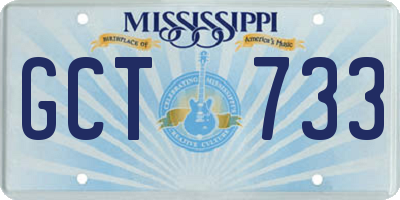 MS license plate GCT733