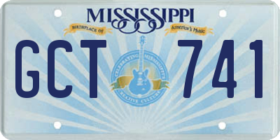 MS license plate GCT741