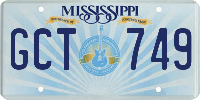 MS license plate GCT749
