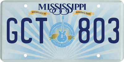 MS license plate GCT803