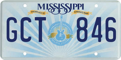 MS license plate GCT846